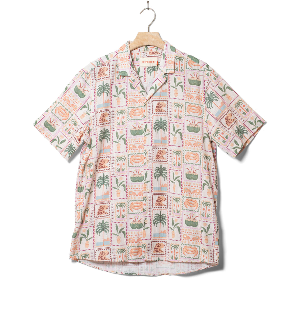 Revolution Shirt SS 3247 Cuban multi offwhite