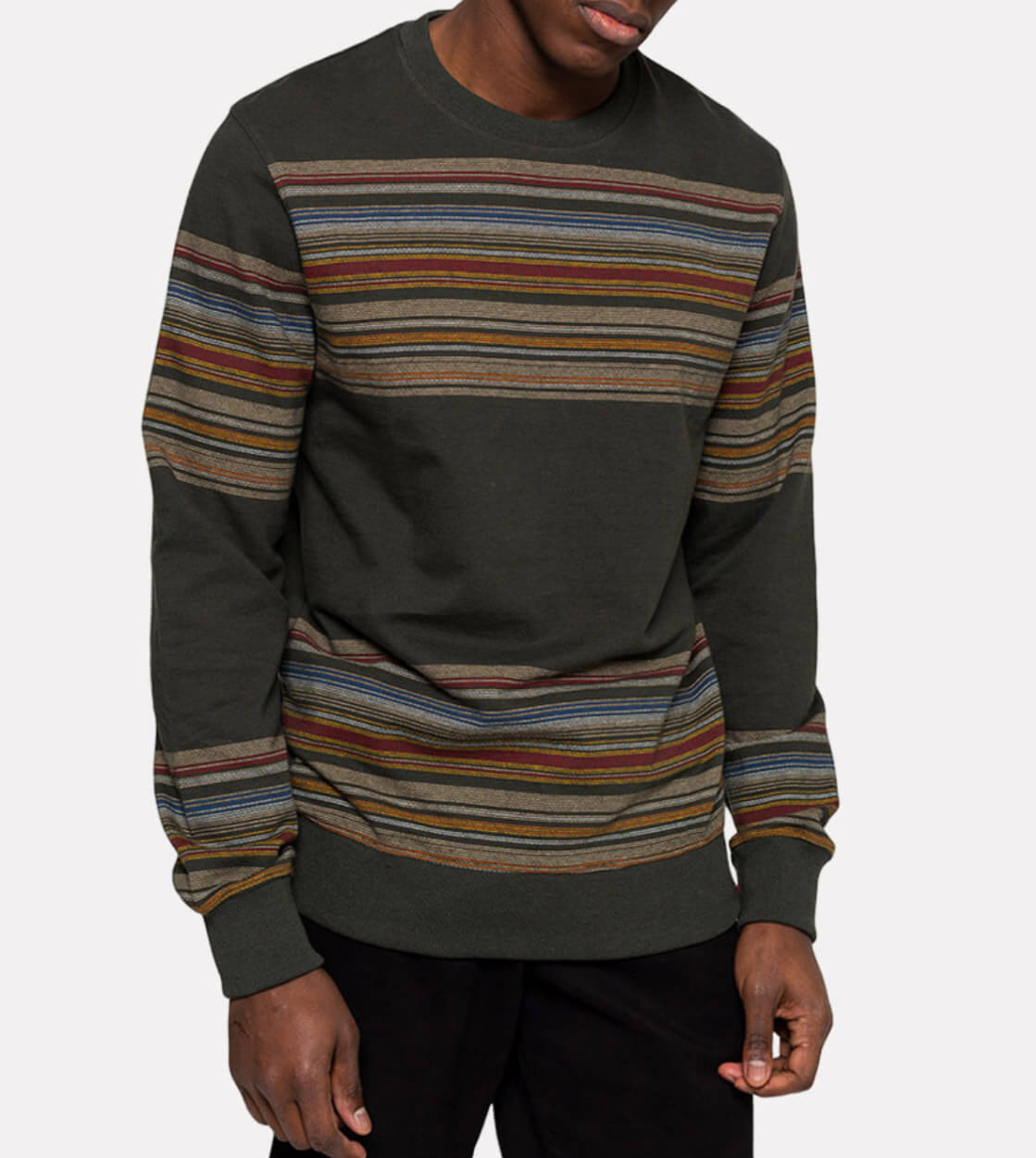 Revolution Sweater 2653 Striped green army