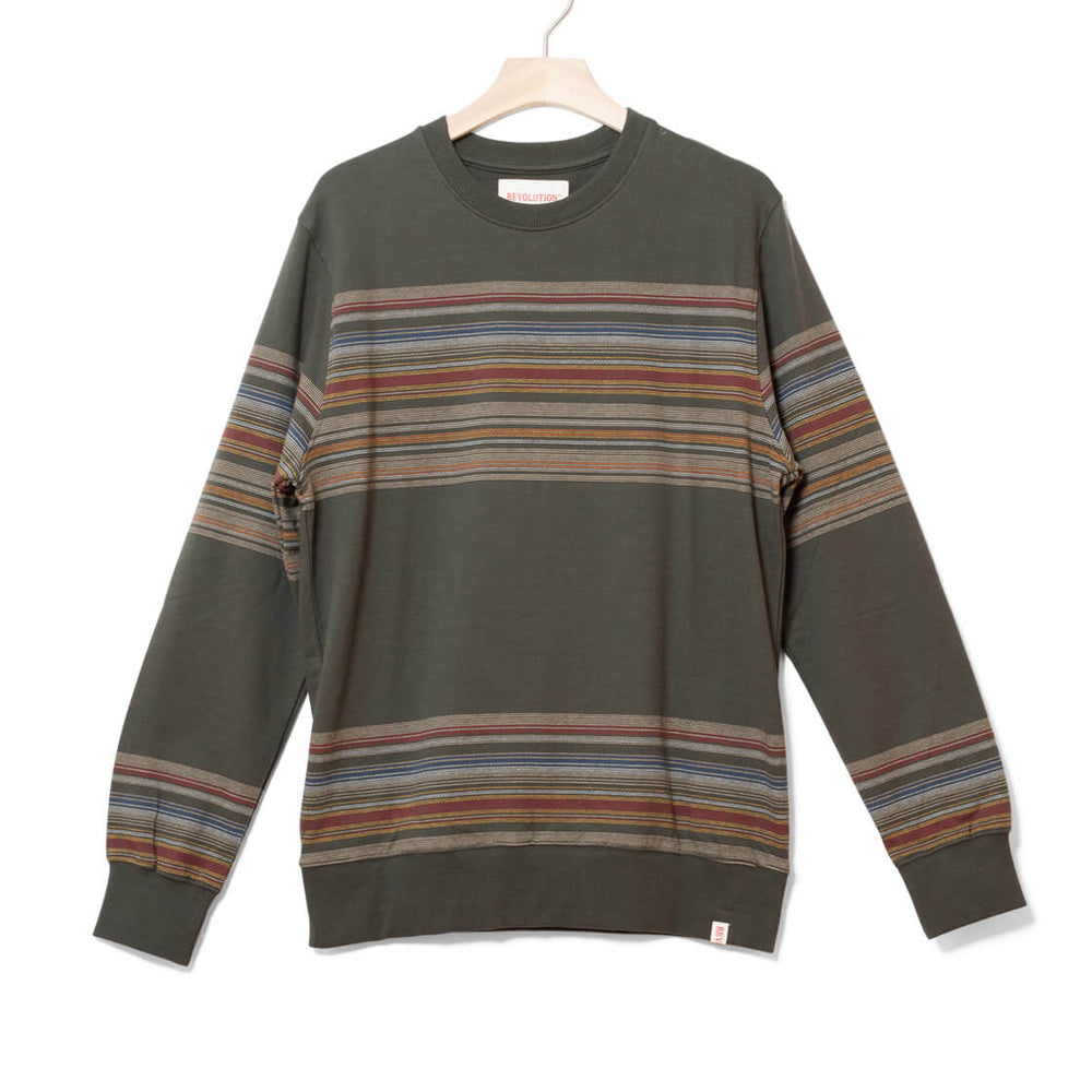 Revolution Sweater 2653 Striped green army