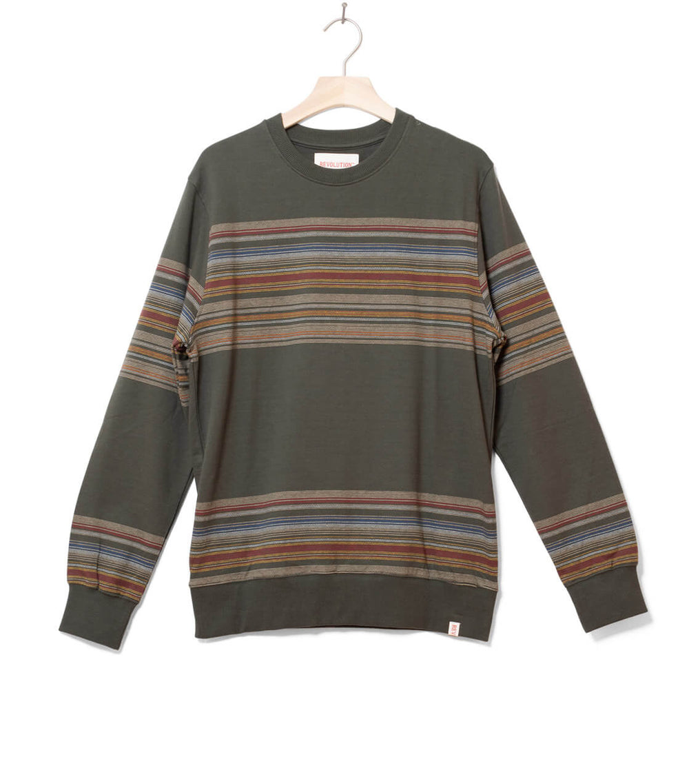 Revolution Sweater 2653 Striped green army