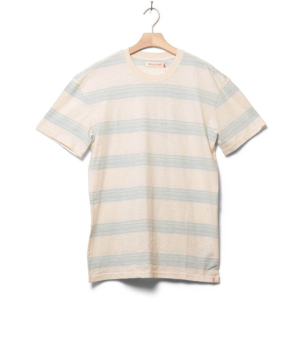 Revolution T-Shirt 1282 Loose beige offwhite/blue