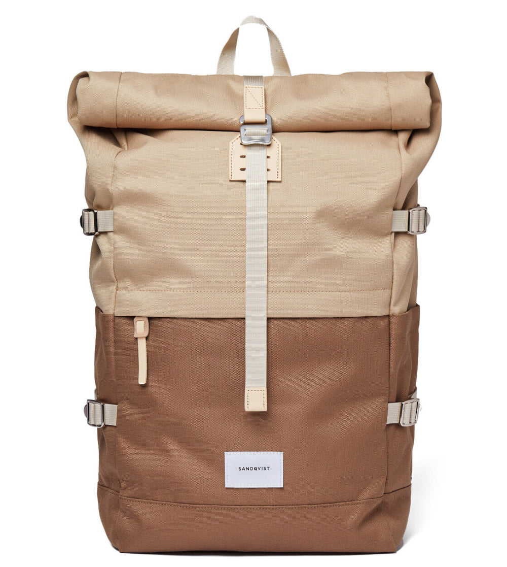 Sandqvist Backpack Bernt beige multi brown with natural leather
