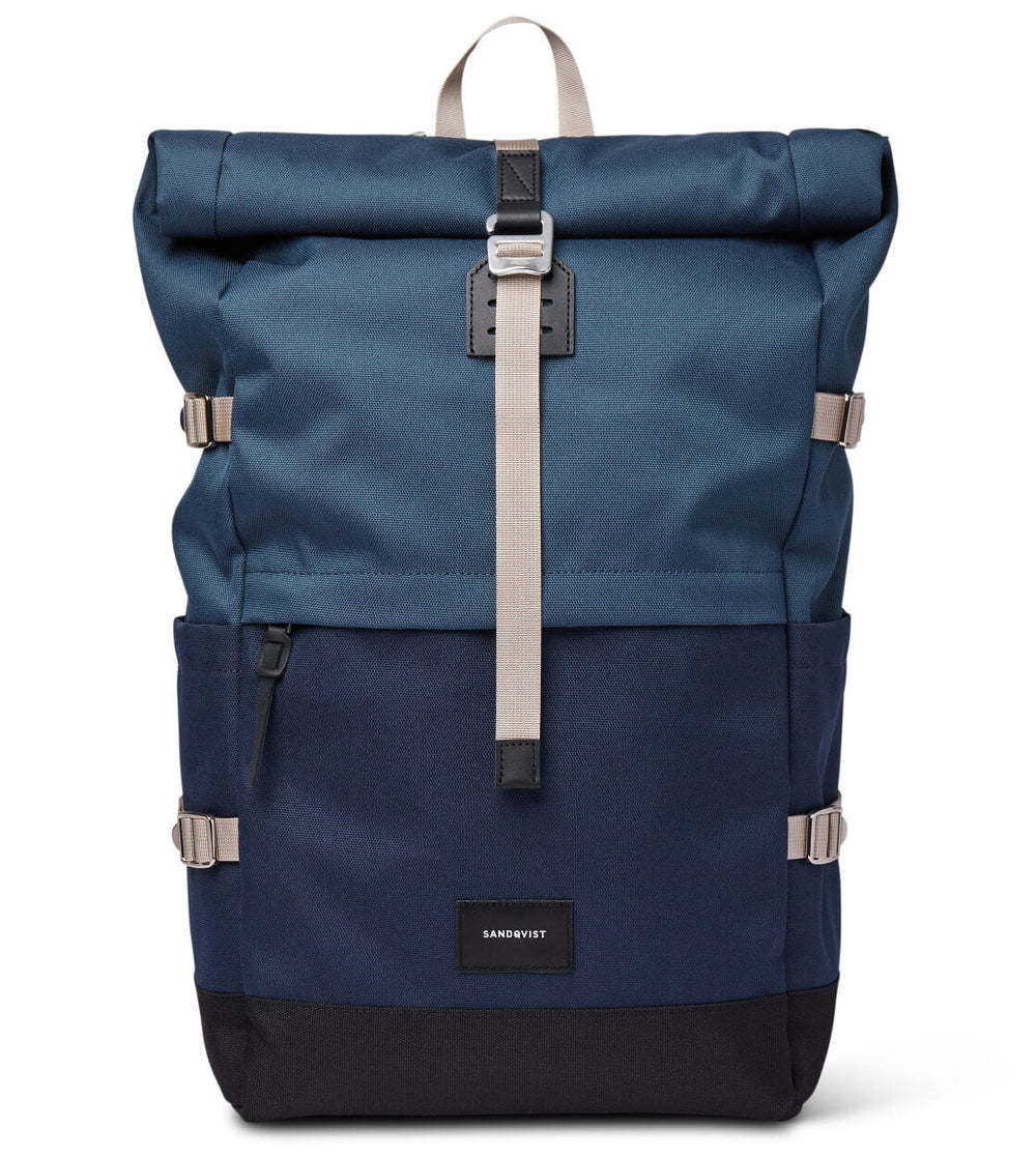 Sandqvist Backpack Bernt blue multi steel/navy blue