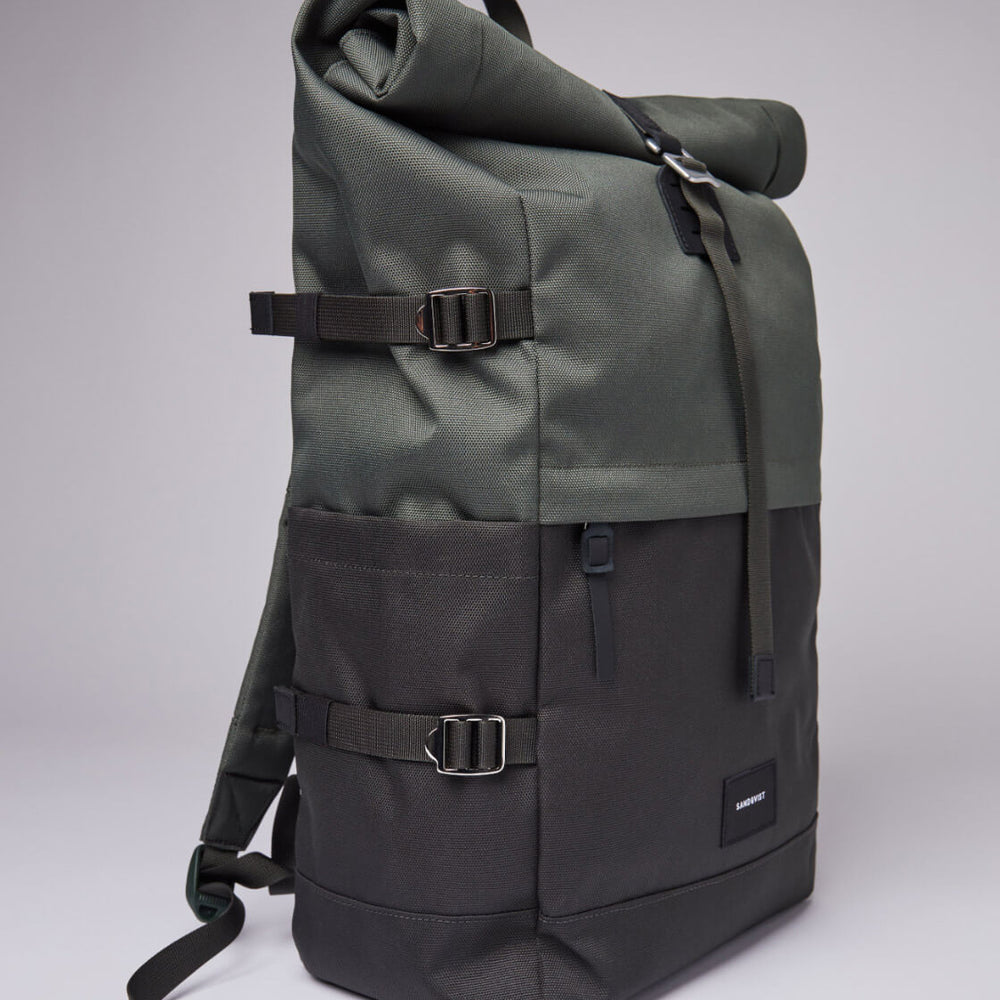 
                      
                        Sandqvist Backpack Bernt green multi with black leather
                      
                    