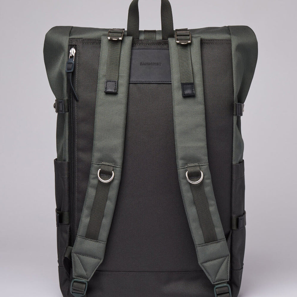 
                      
                        Sandqvist Backpack Bernt green multi with black leather
                      
                    