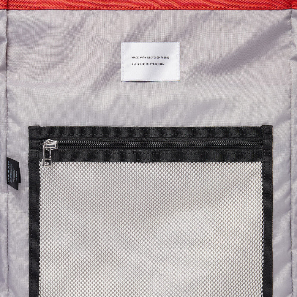
                      
                        Sandqvist Backpack Bernt red multi moss with black leather
                      
                    