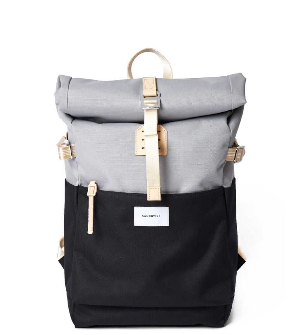 Sandqvist Backpack Ilon black multi grey/natural leather