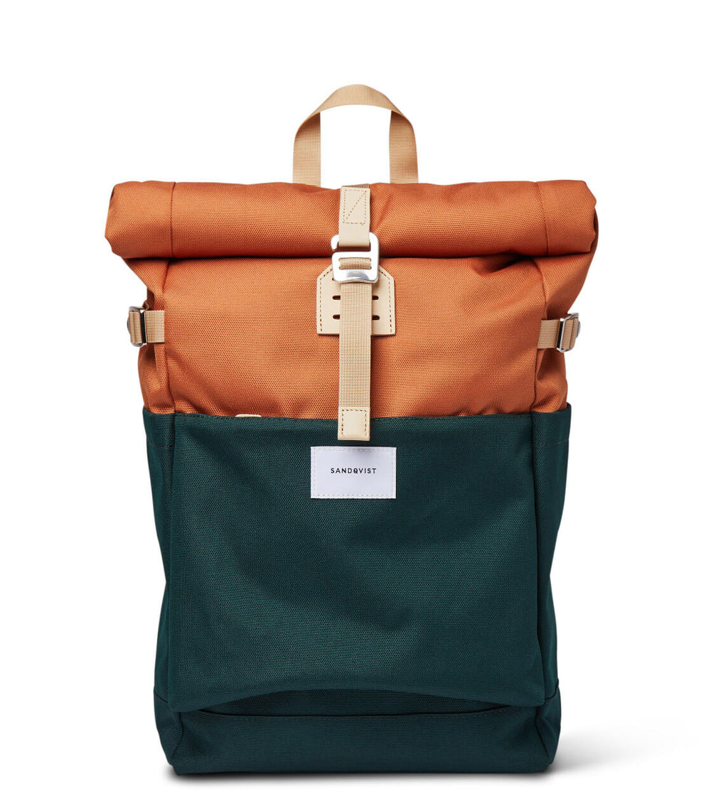 Sandqvist Backpack Ilon green multi dark/orange