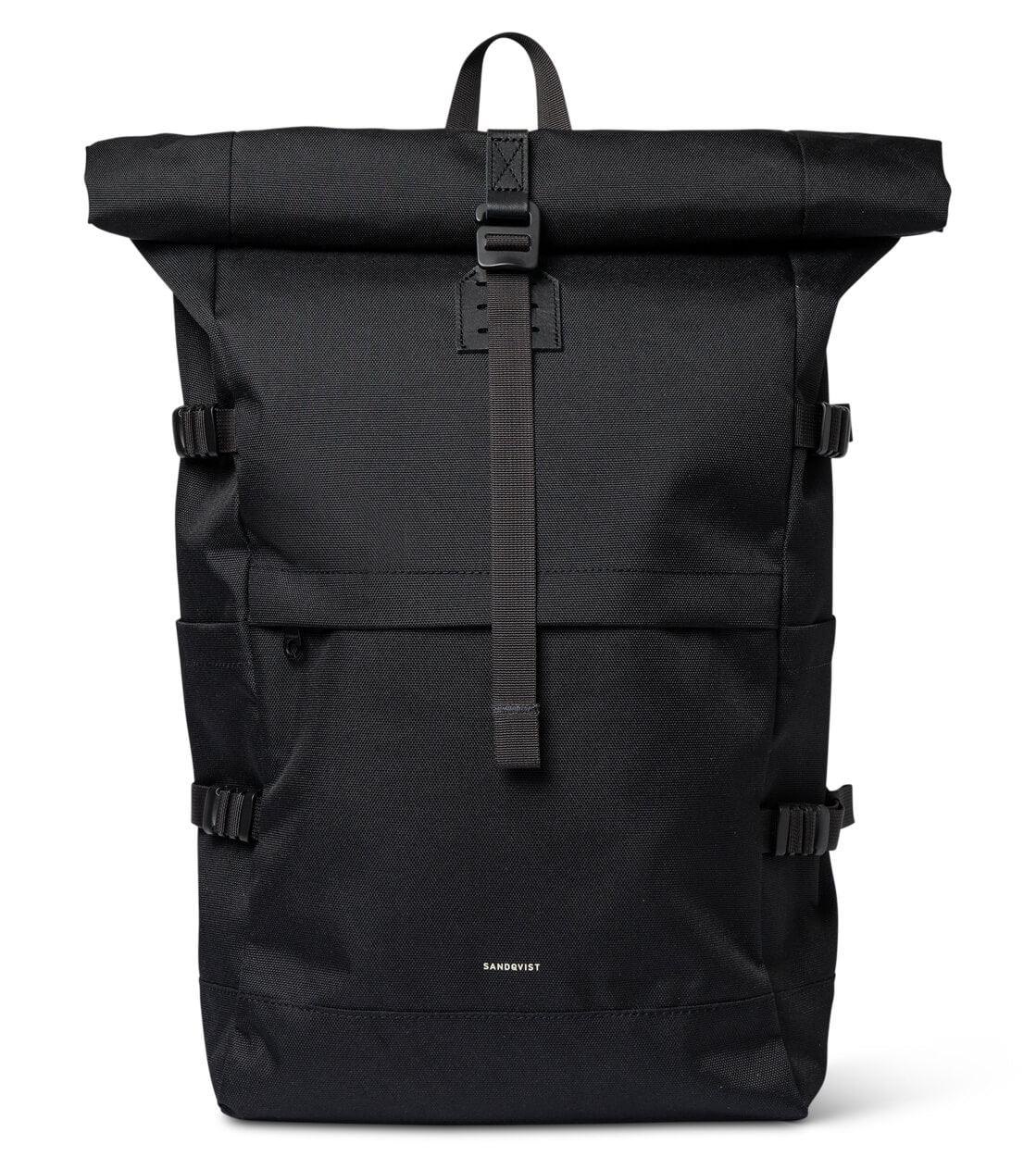 Sandqvist Backpack Rolltop L Icon black/black with black leather
