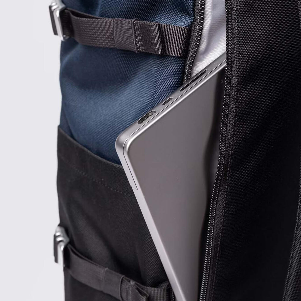 
                      
                        Sandqvist Backpack Rolltop L Icon blue multi black/ navy with black leather
                      
                    