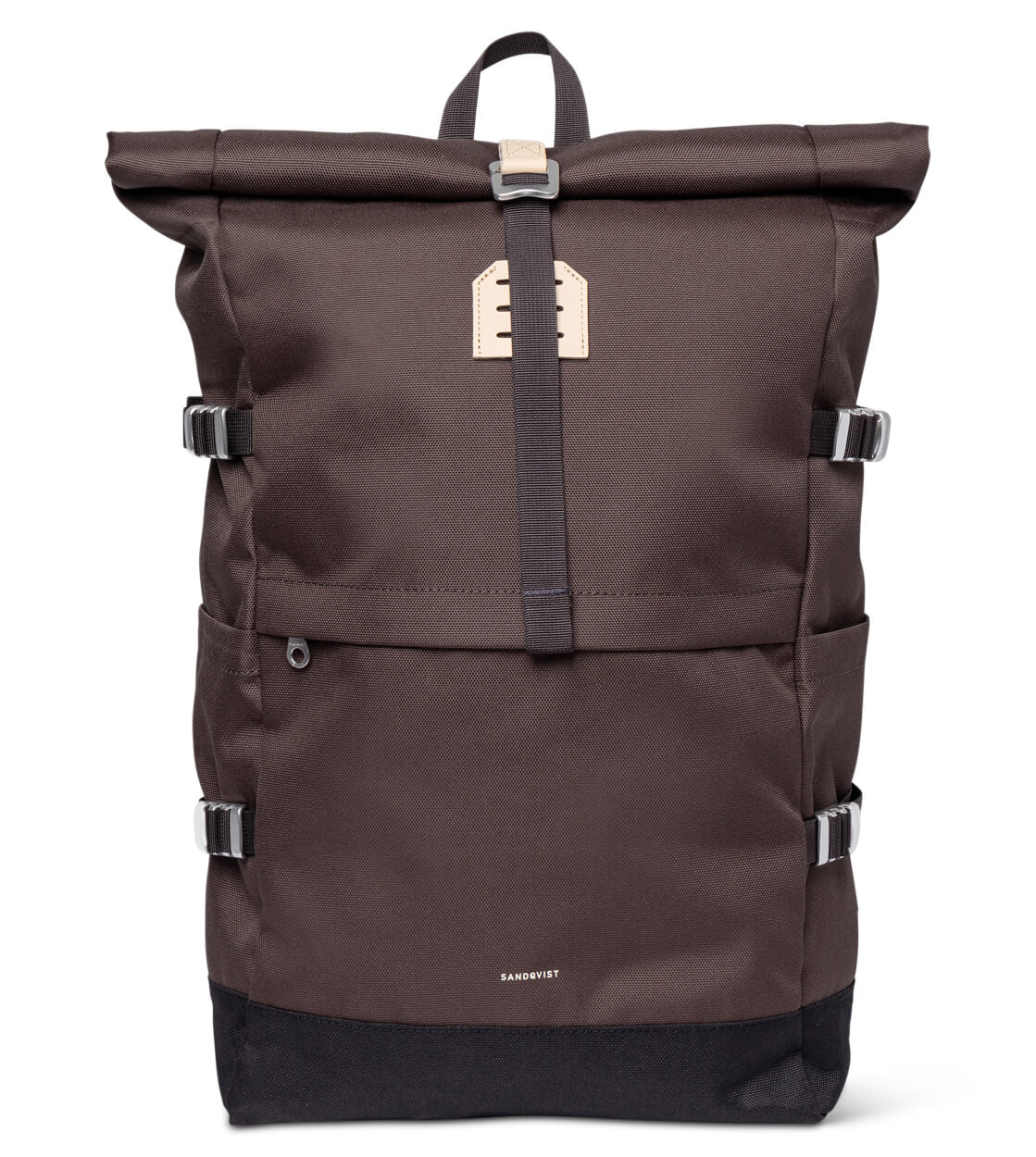 Sandqvist Backpack Rolltop L Icon brown with natural leather
