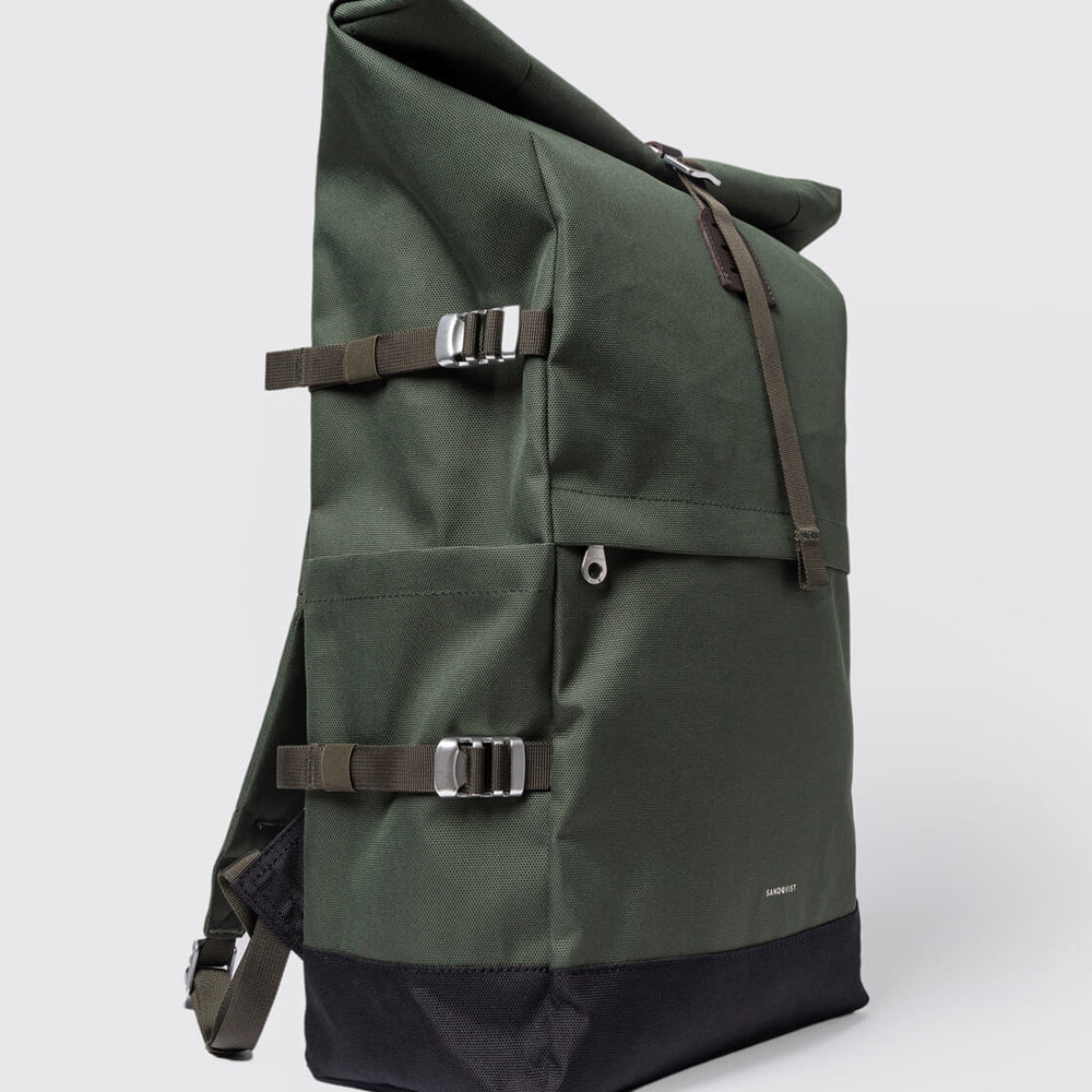 
                      
                        Sandqvist Backpack Rolltop L Icon green dawn with dark brown leather
                      
                    