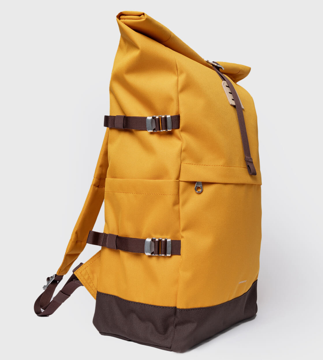 Sandqvist Backpack Rolltop L Icon yellow golden with natural leather