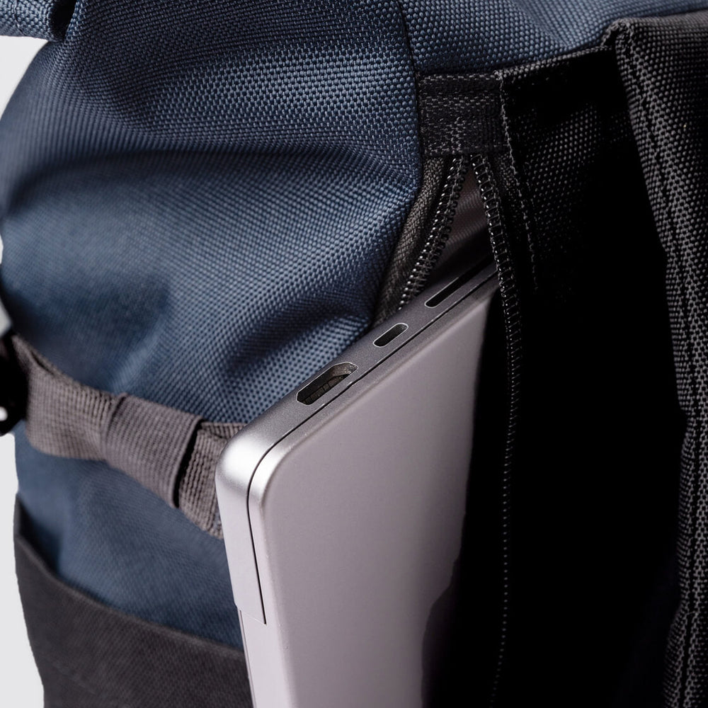 
                      
                        Sandqvist Backpack Rolltop M Icon blue multi black/navy with black leather
                      
                    