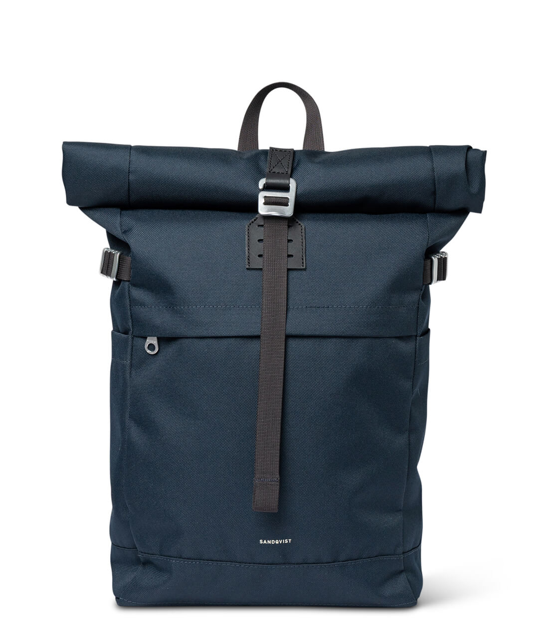 Sandqvist Backpack Rolltop M Icon blue navy with black leather