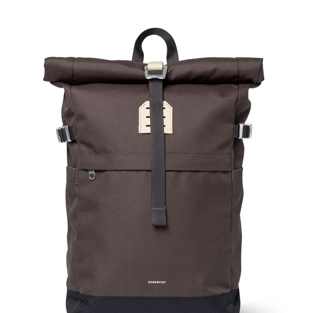 Sandqvist Backpack Rolltop M Icon brown with natural leather