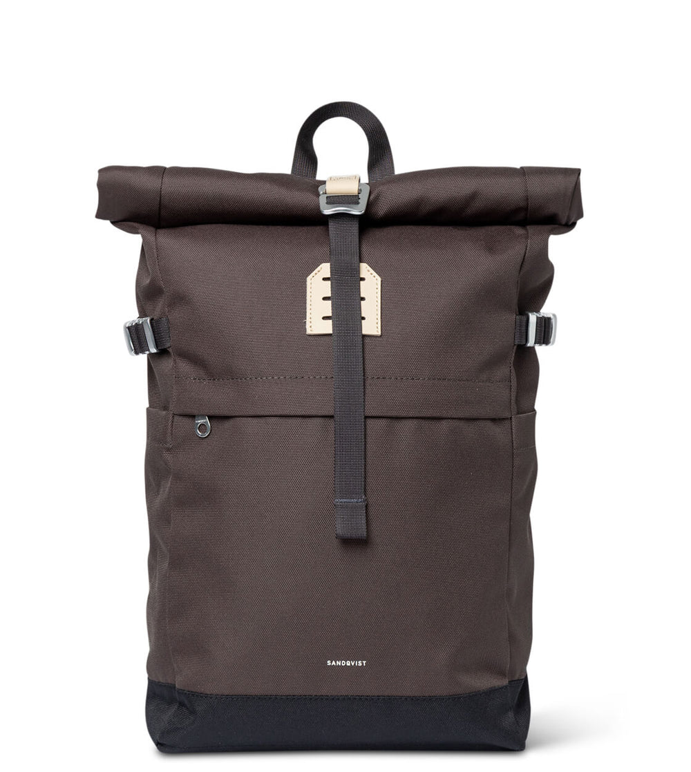 Sandqvist Backpack Rolltop M Icon brown with natural leather