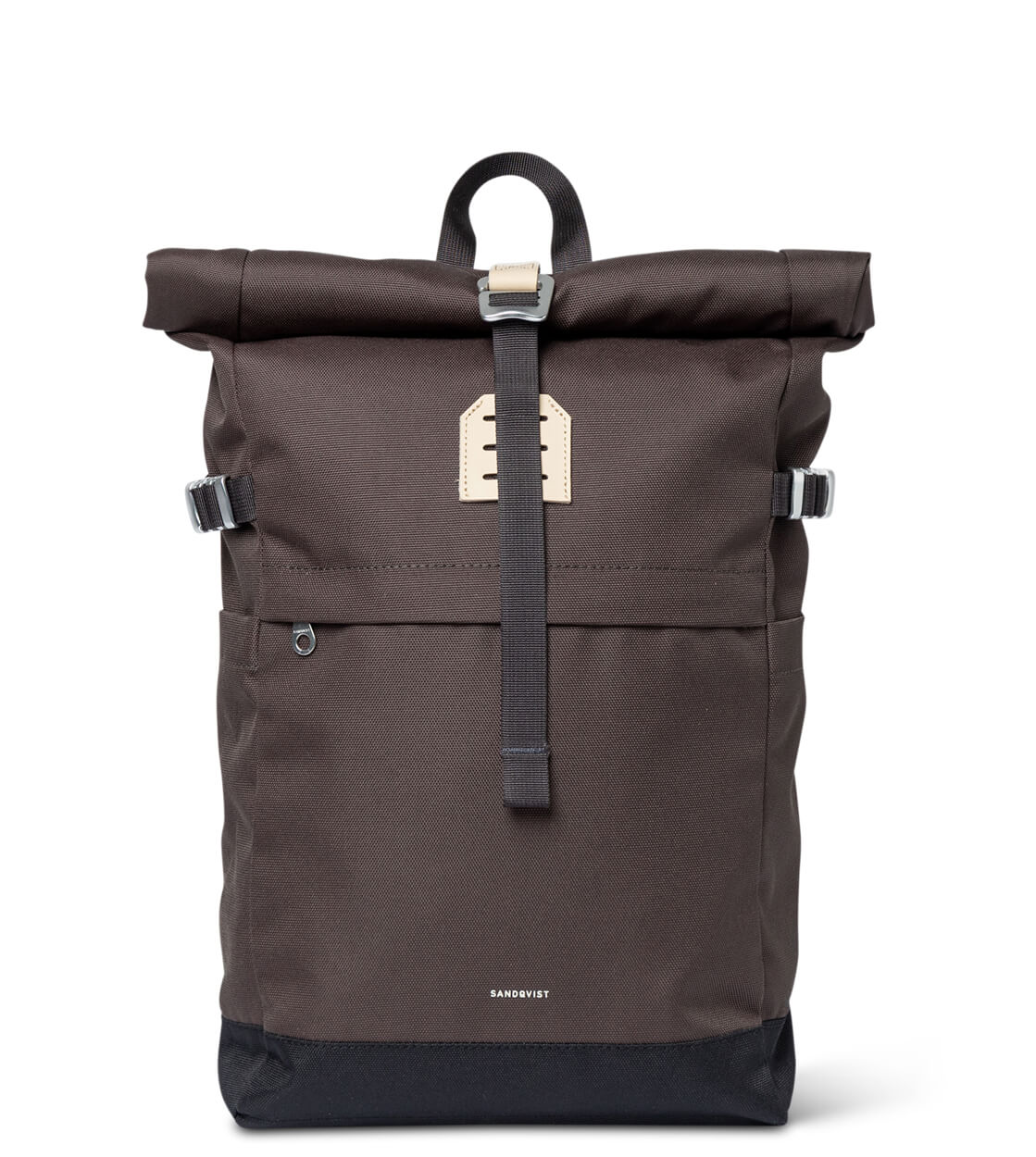 Sandqvist Backpack Rolltop M Icon brown with natural leather