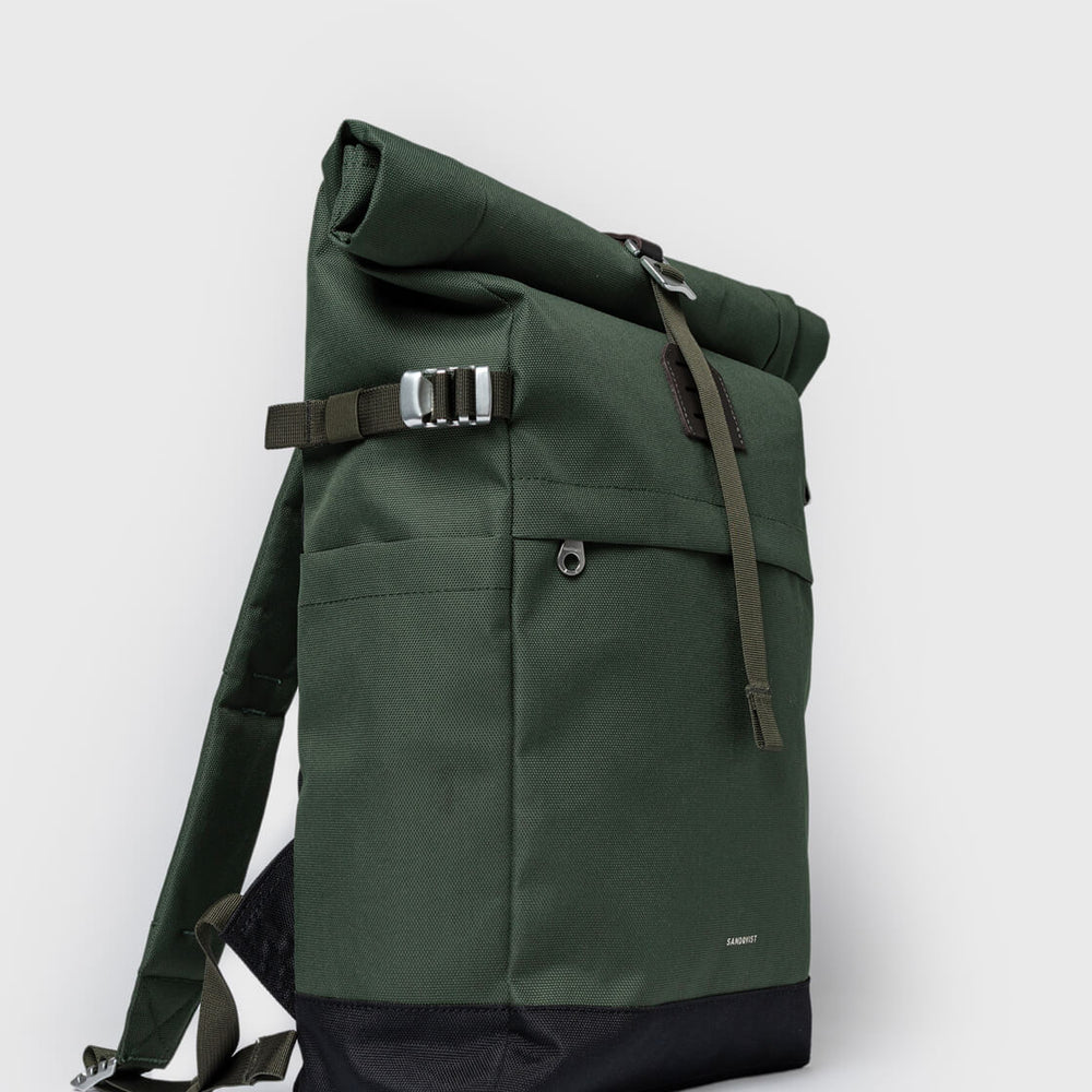 
                      
                        Sandqvist Backpack Rolltop M Icon green dawn with dark brown leather
                      
                    
