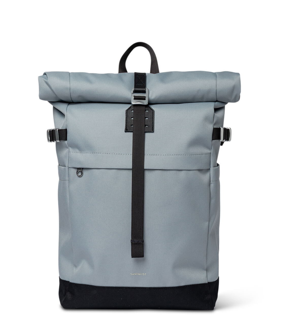 Sandqvist Backpack Rolltop M Icon grey ice blue with black leather