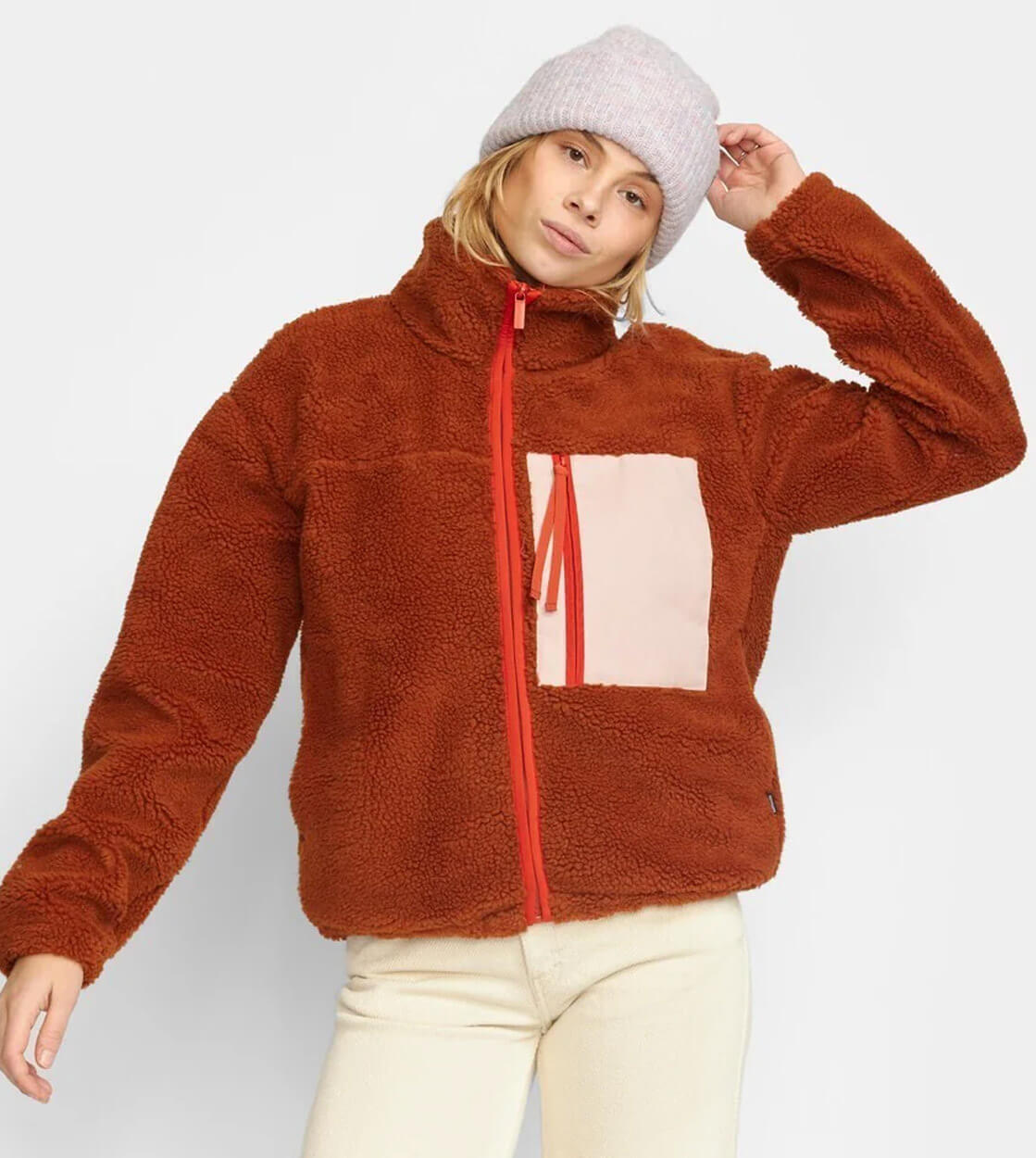 Selfhood W Jacket Teddy Pocket red rust