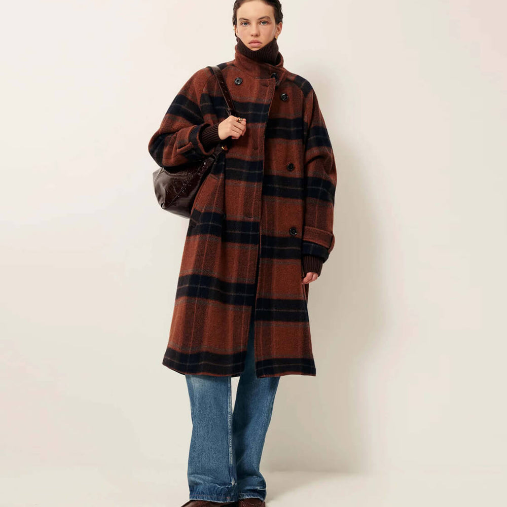 Sessun W Coat Bleechecks brown navyrust