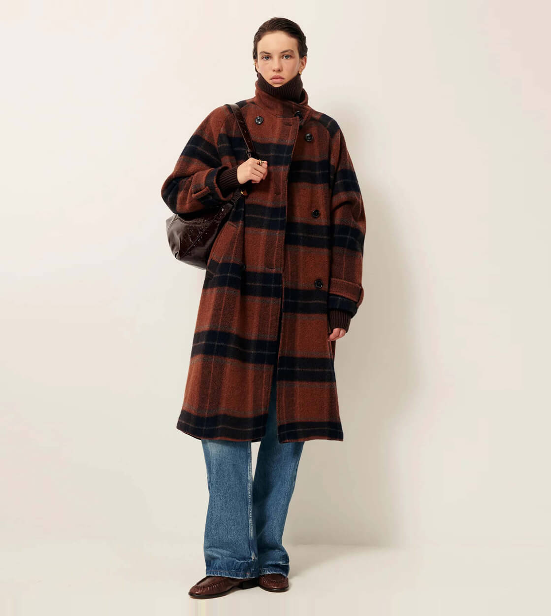 Sessun W Coat Bleechecks brown navyrust