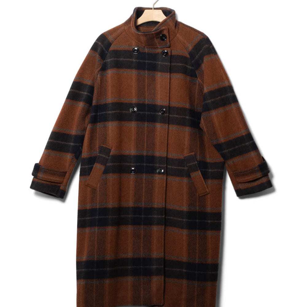 Sessun W Coat Bleechecks brown navyrust