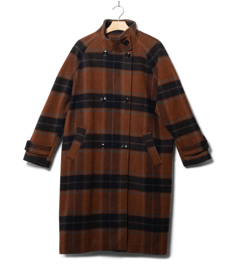 Sessun W Coat Bleechecks brown navyrust