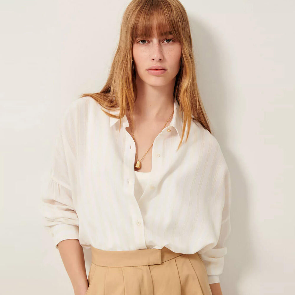 Sessun W Shirt Botan Wide beige whimilk