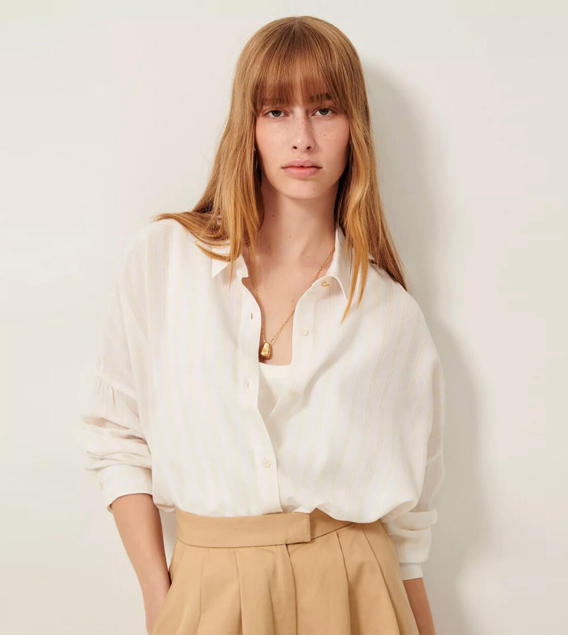 Sessun W Shirt Botan Wide beige whimilk