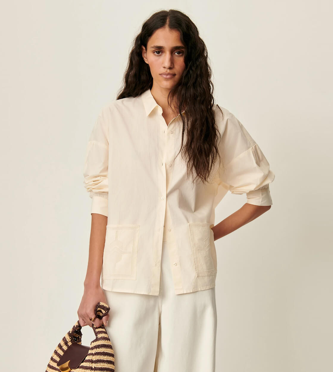 Sessun W Shirt Flores Back Cut-Out beige fleur de sel