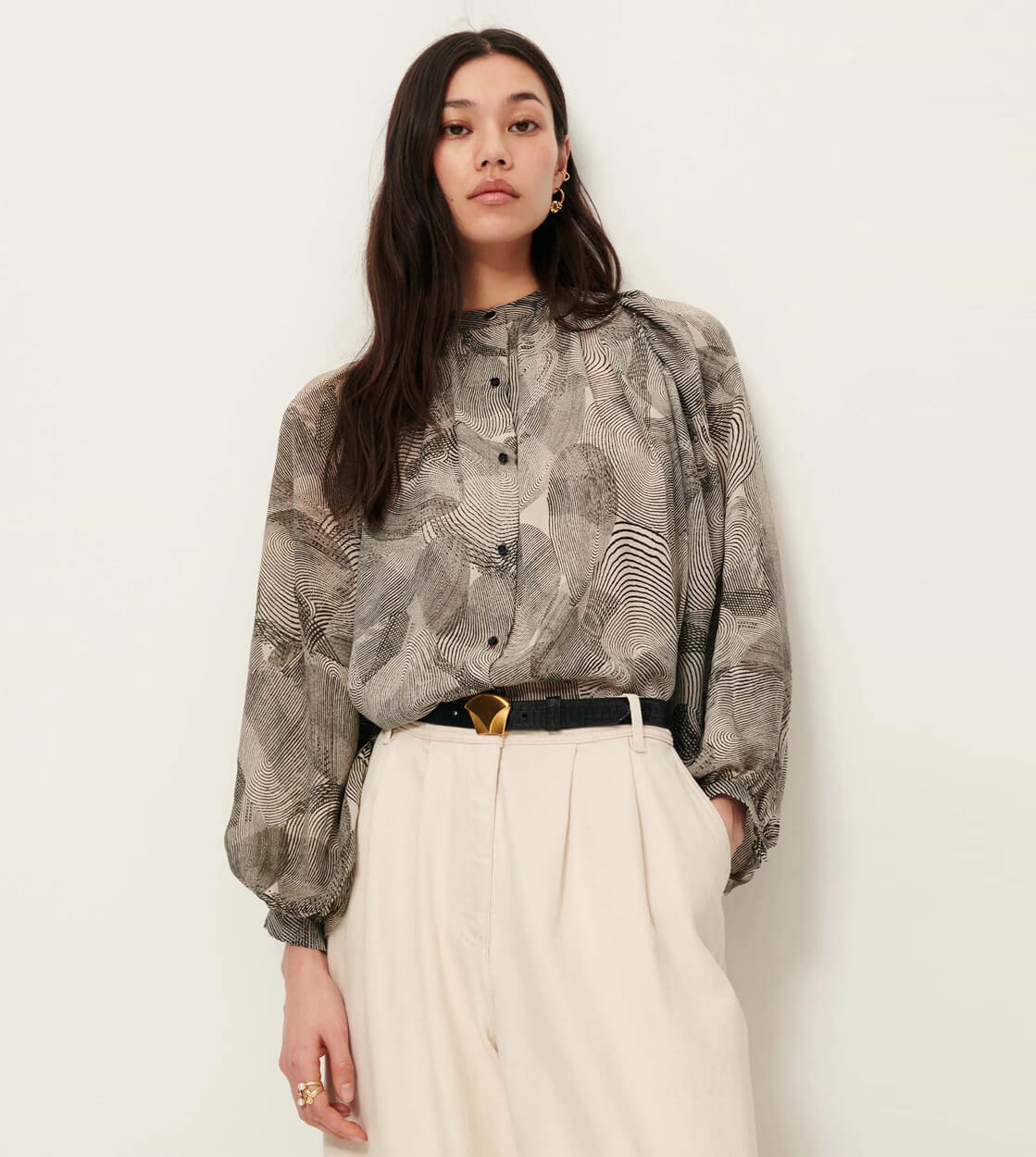 Sessun W Shirt Salva Silk white voluta