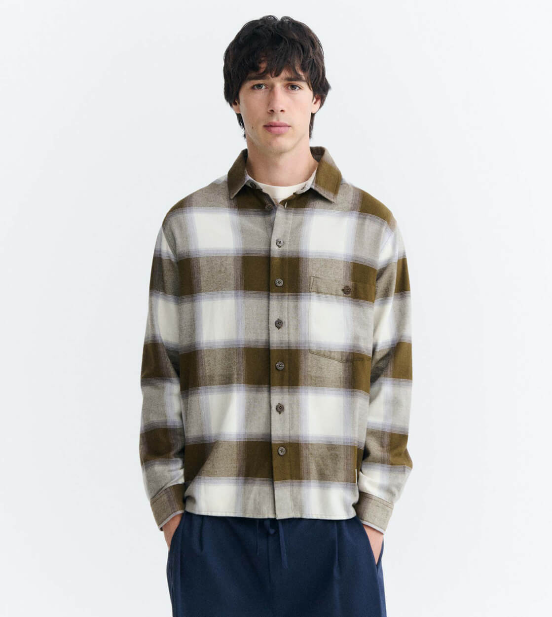 Thinking Mu Shirt LS Theo green ashe checks