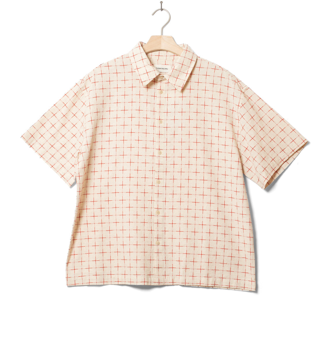 Thinking Mu Shirt SS Kurtis beige lattice