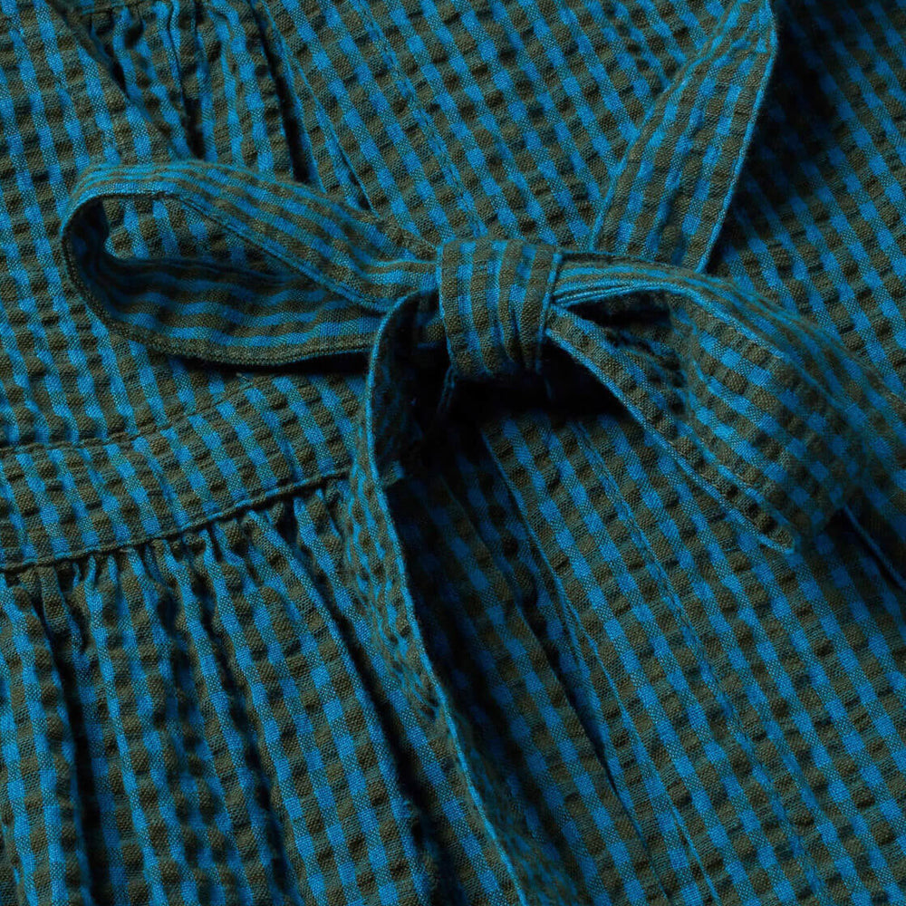 
                      
                        Thinking Mu W Dress Amapola blue green seersucker checks
                      
                    