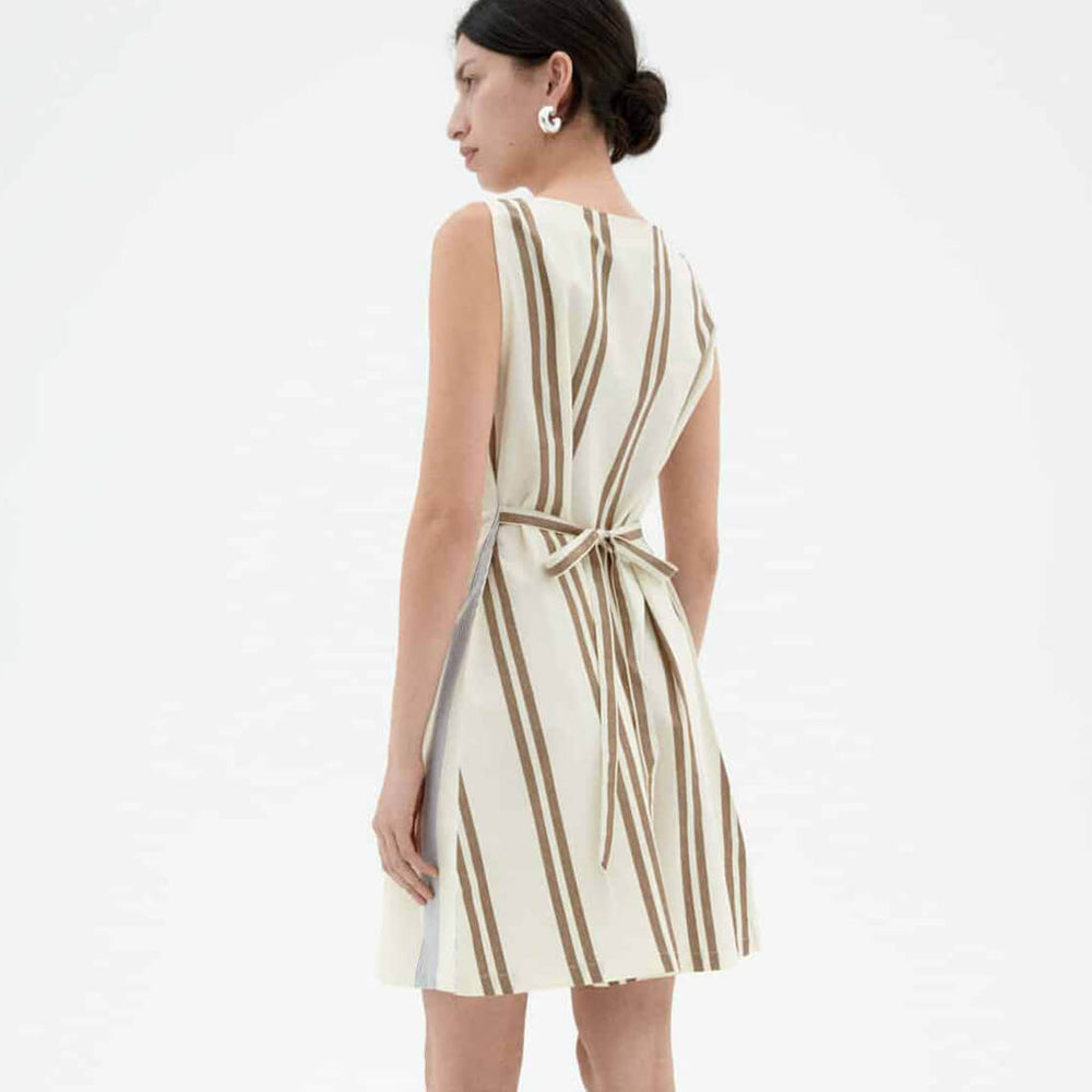 
                      
                        Thinking Mu W Dress Cecile beige poplin stripes
                      
                    