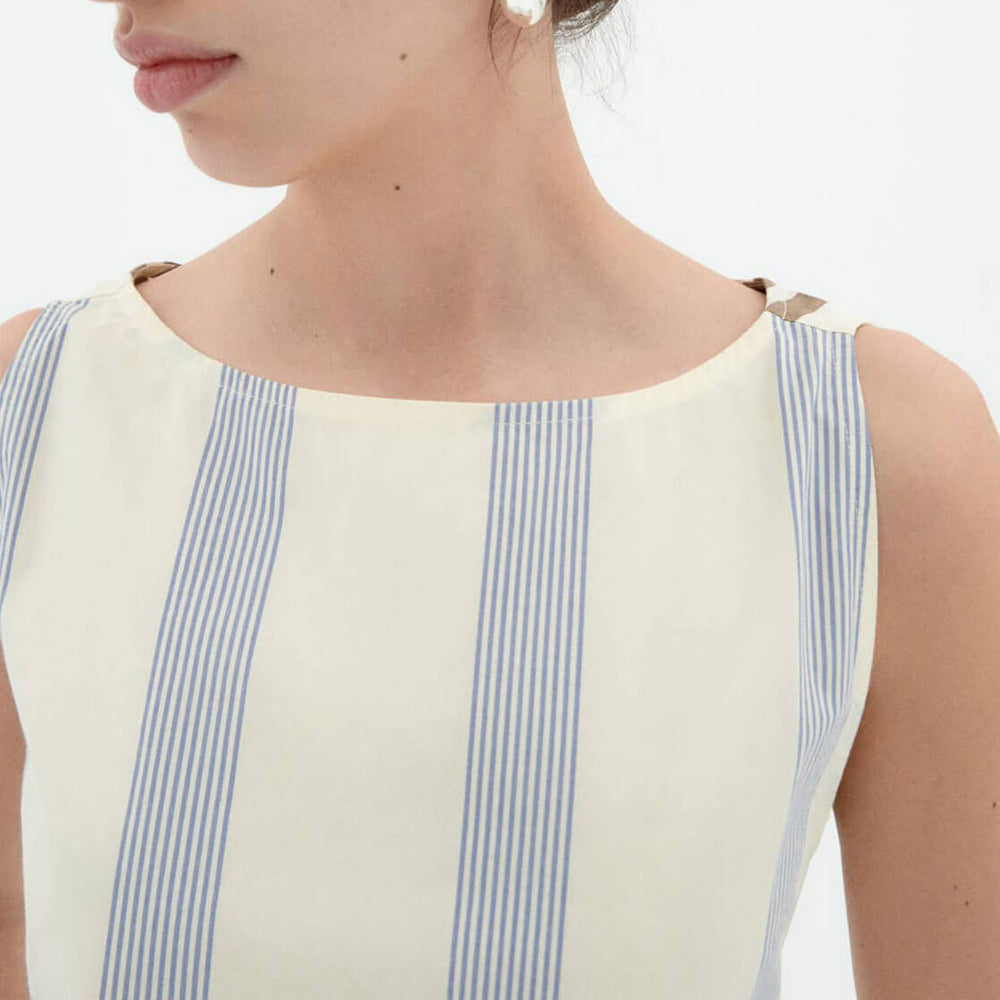 
                      
                        Thinking Mu W Dress Cecile beige poplin stripes
                      
                    