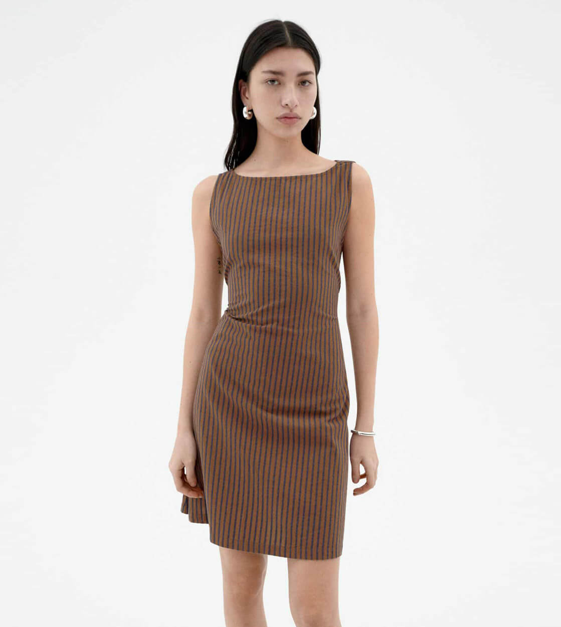 Thinking Mu W Dress Cecile brown stripes