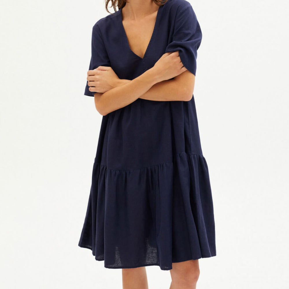 Thinking Mu W Dress Fresia blue navy