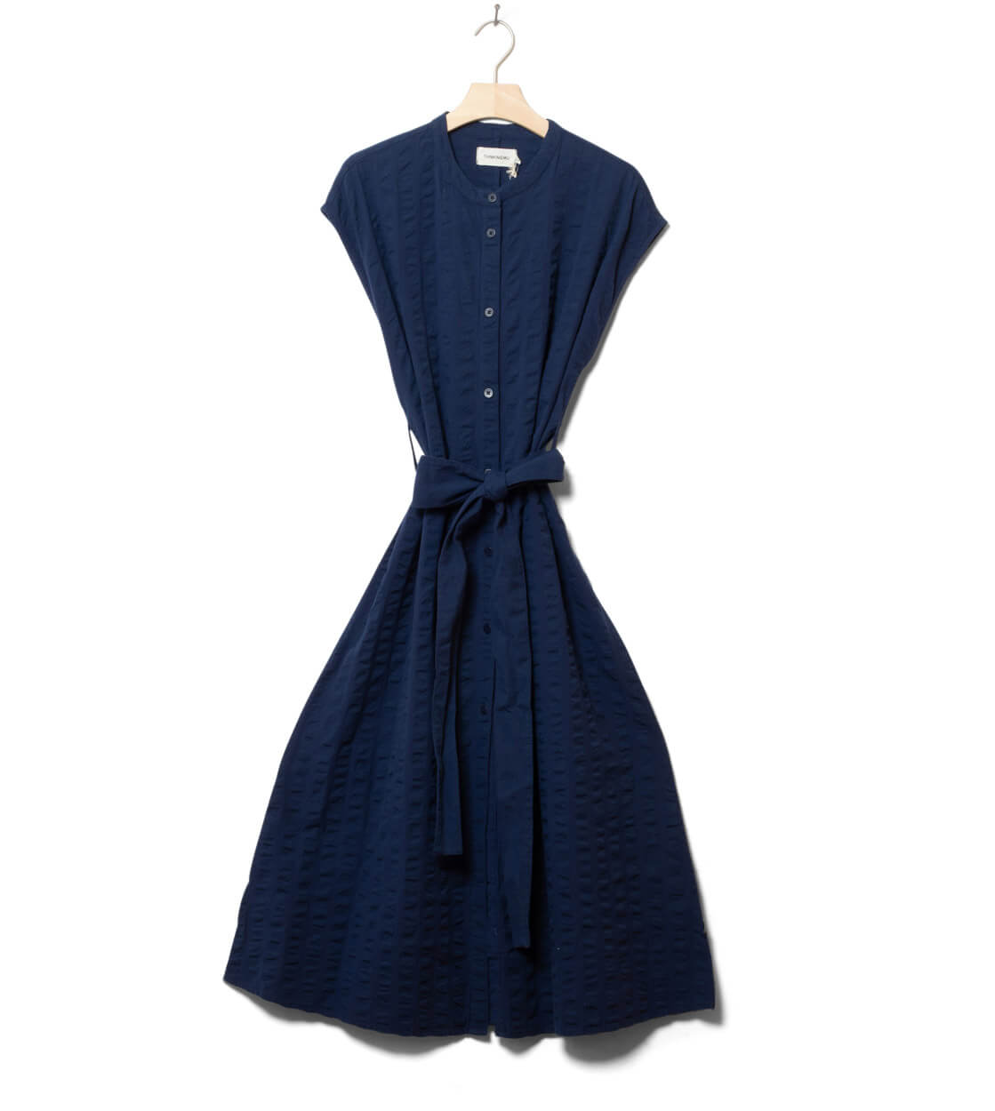 Thinking Mu W Dress Gretel Seersucker blue navy big