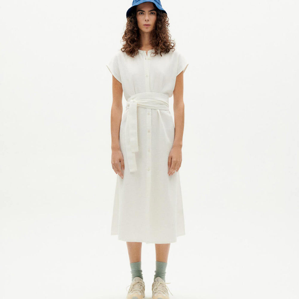 Thinking Mu W Dress Gretel white undyed loop