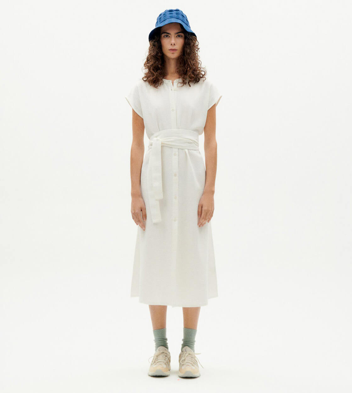 Thinking Mu W Dress Gretel white undyed loop