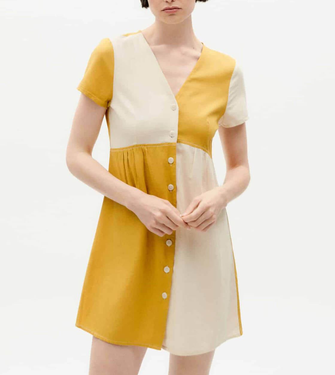 Thinking Mu W Dress Hebe yellow ambar patched