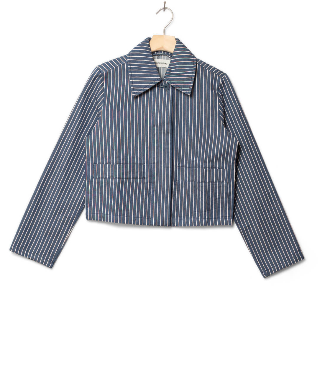 Thinking Mu W Jacket Astrid blue railway stripes
