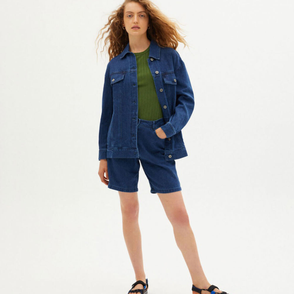 Thinking Mu W Jacket Phoebe blue hemp denim