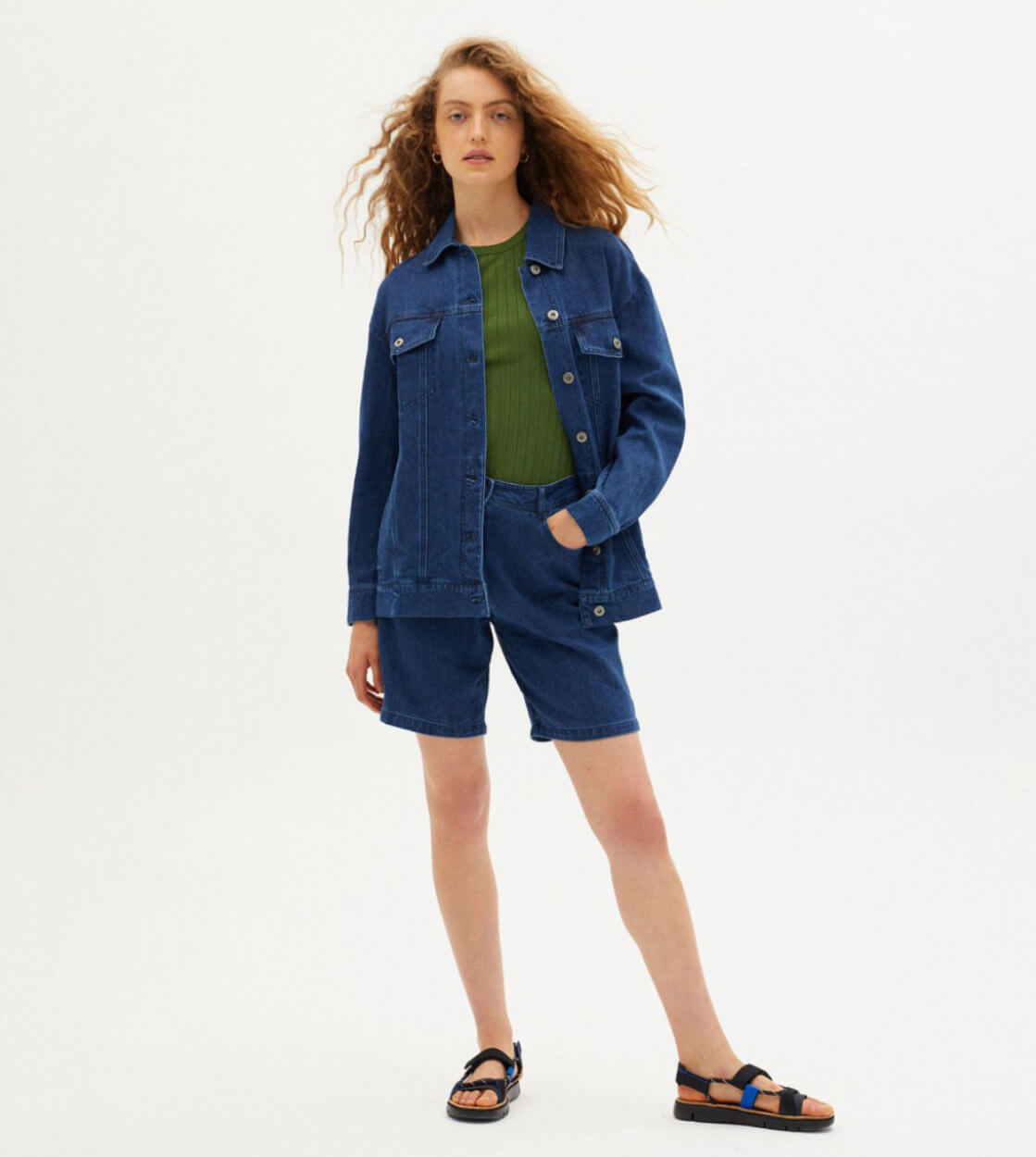 Thinking Mu W Jacket Phoebe blue hemp denim