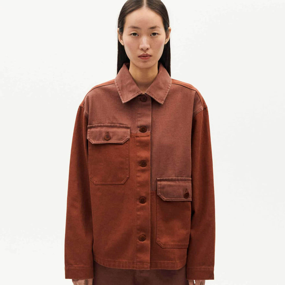 Thinking Mu W Jacket Zaha Herringbone brown toasted