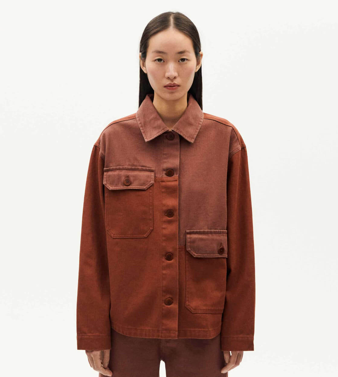 Thinking Mu W Jacket Zaha Herringbone brown toasted