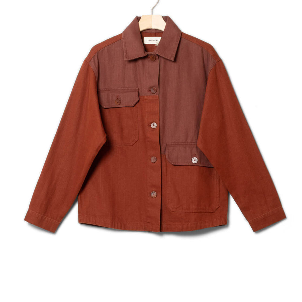 Thinking Mu W Jacket Zaha Herringbone brown toasted